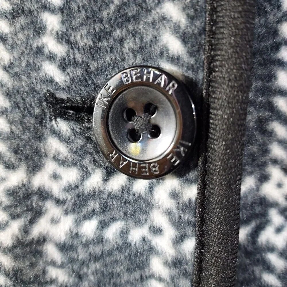Coat Hooded Jacket Plush Lined Charcoal Plaid Small Ike Behar - Picture 10 of 16